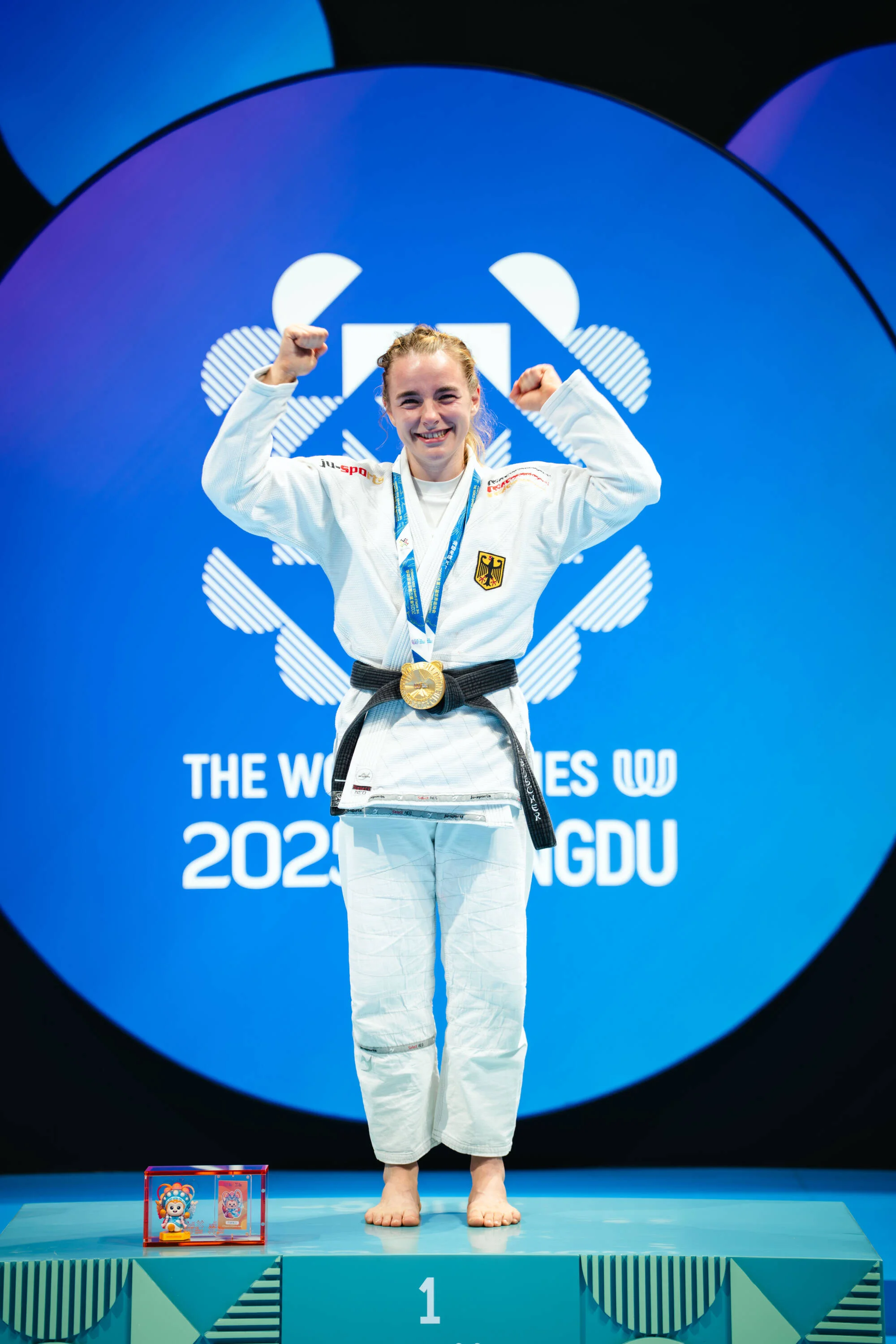 Sophie Büscher holte sich bei den World Games in Chengdu die Goldmedaille in der Klasse Fighting Women, -57 kg.